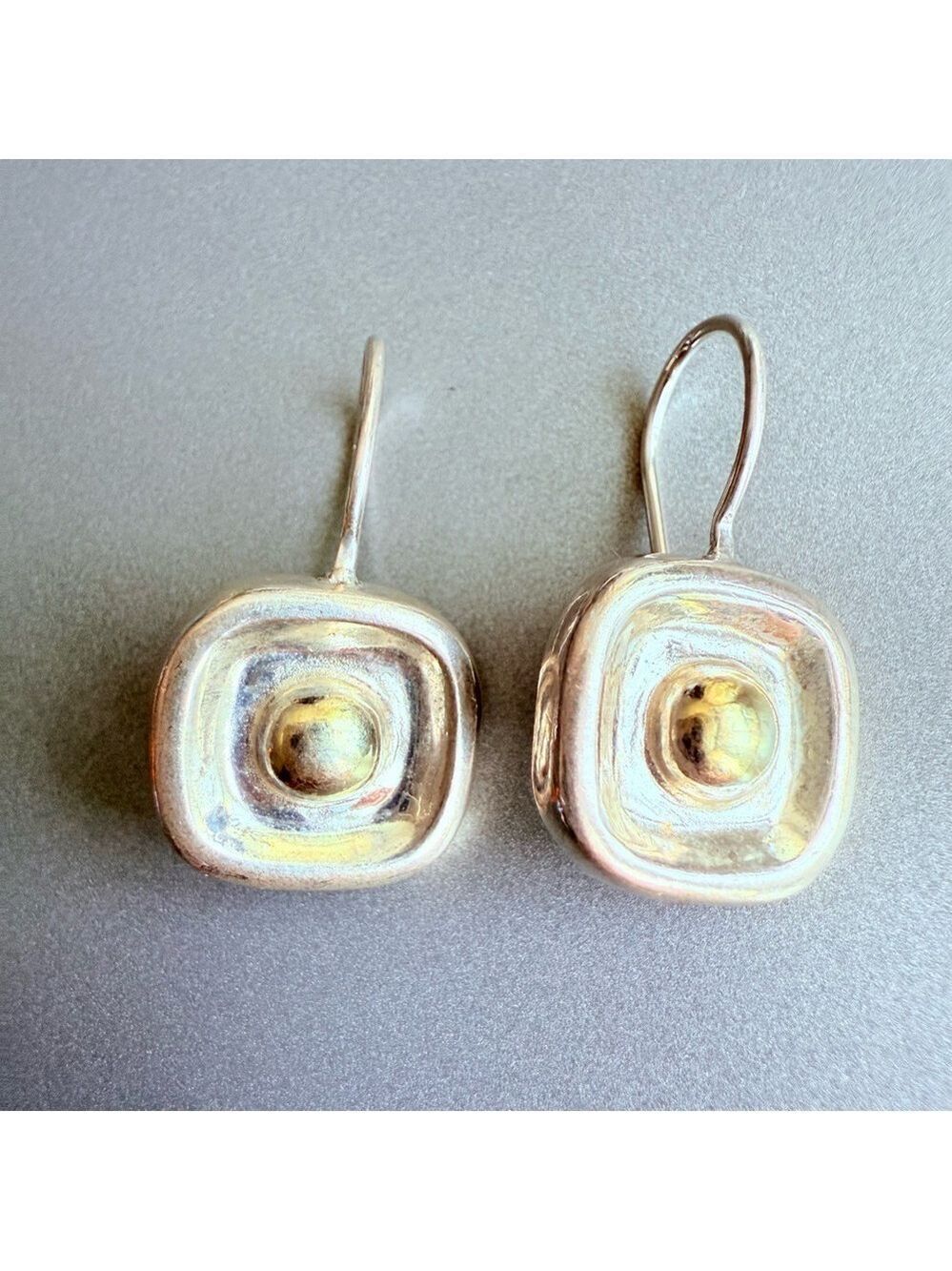 Silpada Sterling Silver Square Brass Dot Dangle Hook Earrings W0326